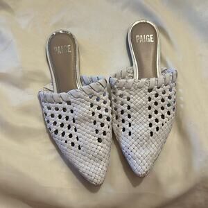 Paige Alana Woven Leather Mules - White size 7.5